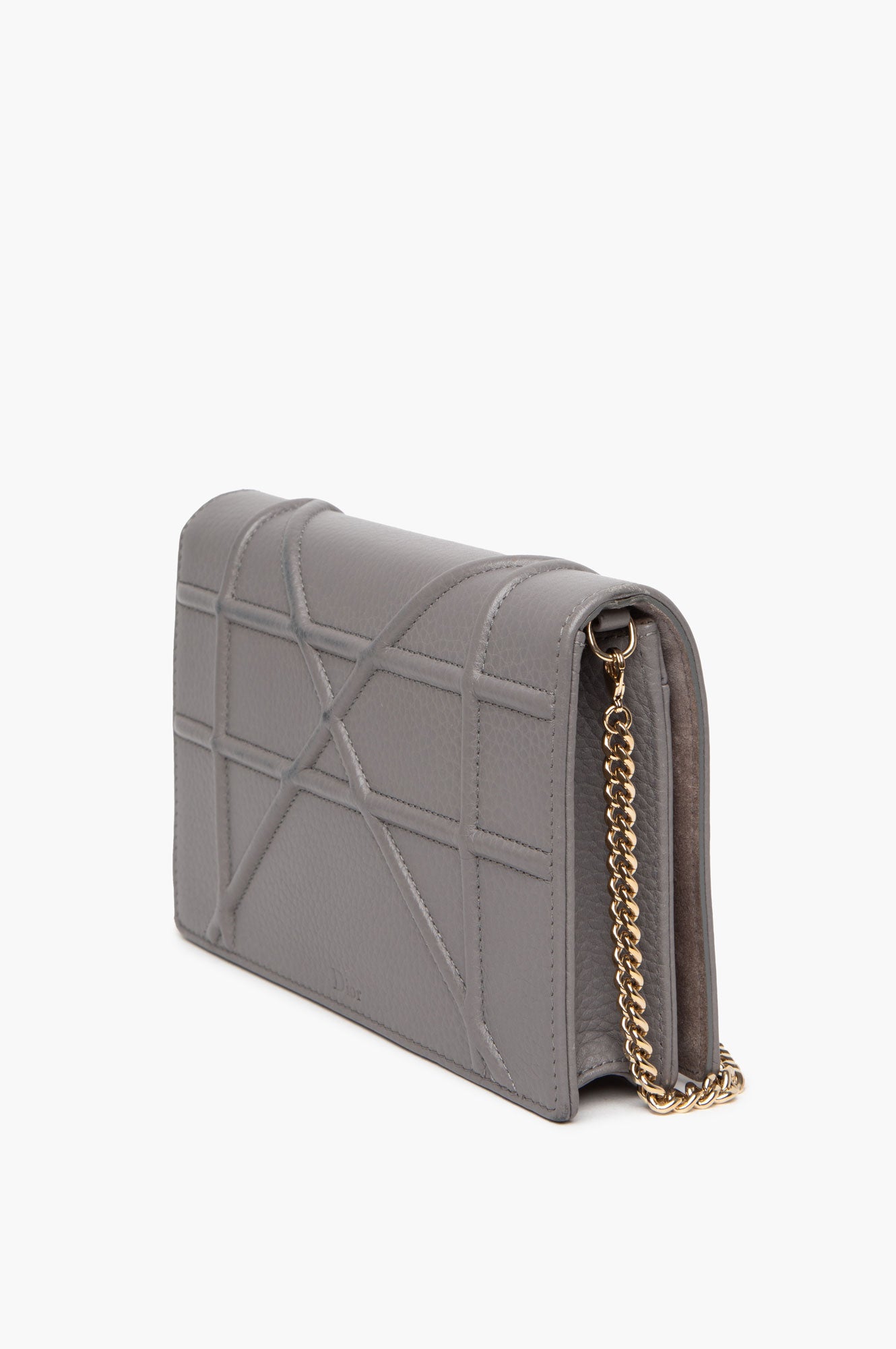Christian Dior Grey Diorama Wallet on Chain GHW