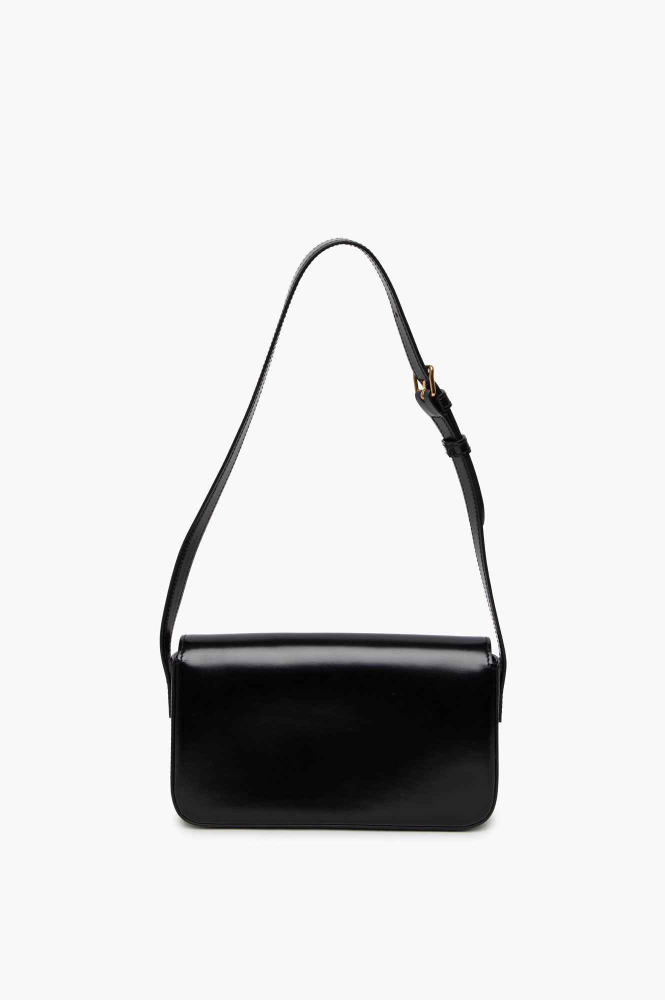 Celine Black Classique Triomphe Shiny Calfskin Shoulder Bag