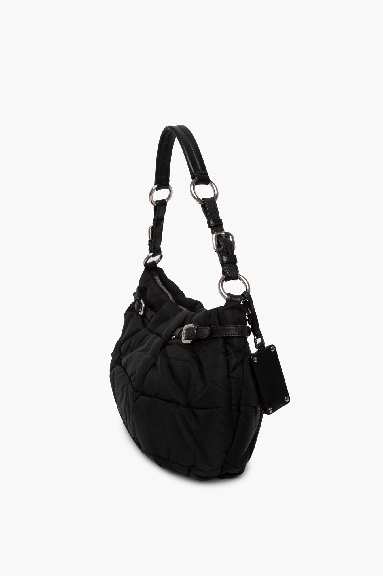 Prada Black Tessuto Nylon Gaufre Quilted Shoulder Bag