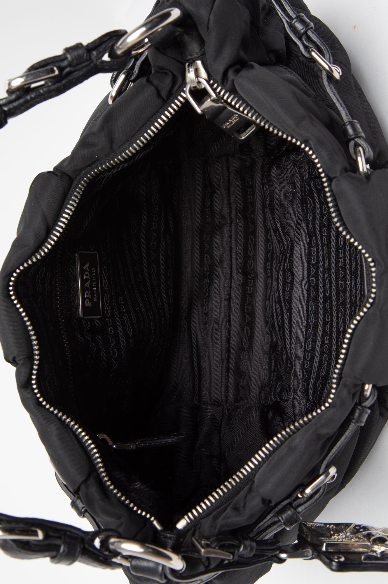 Prada Black Tessuto Nylon Gaufre Quilted Shoulder Bag