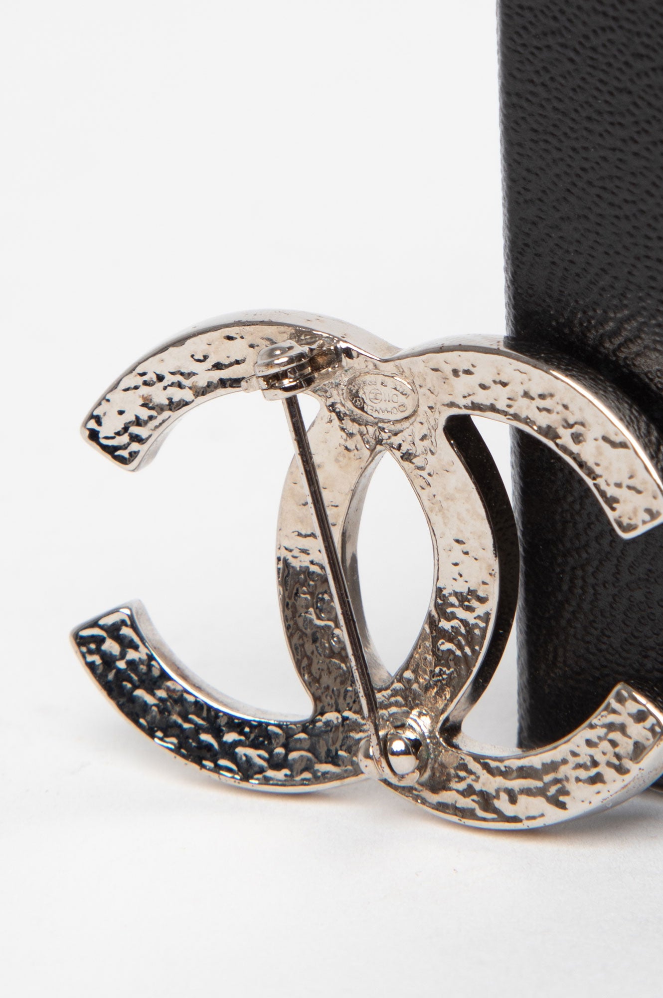 Chanel Classic Silver CC Pearl Brooch