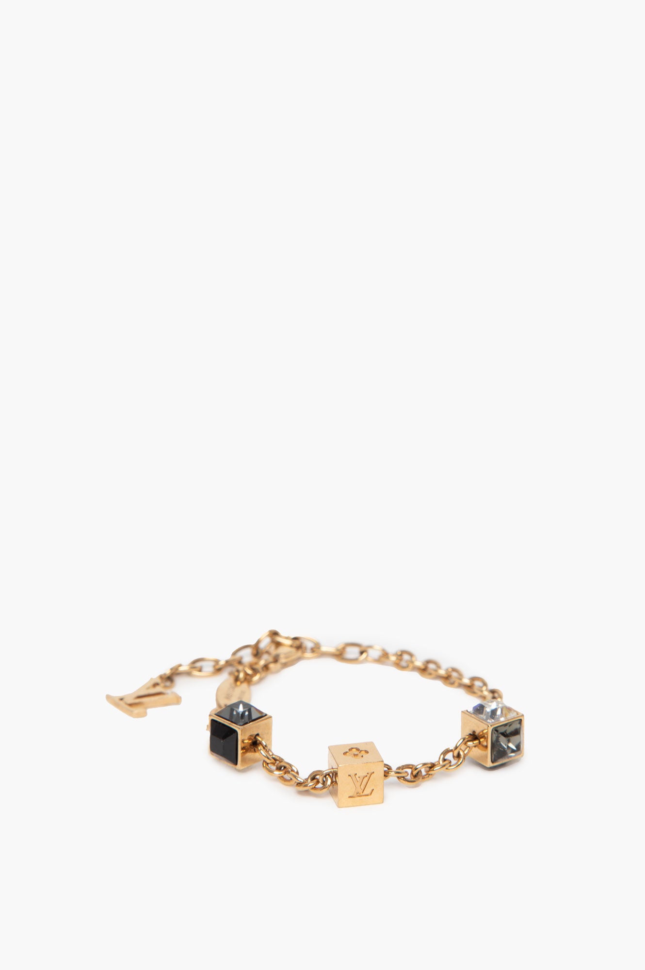 Louis Vuitton Gold Tone Gamble Cube Bracelet