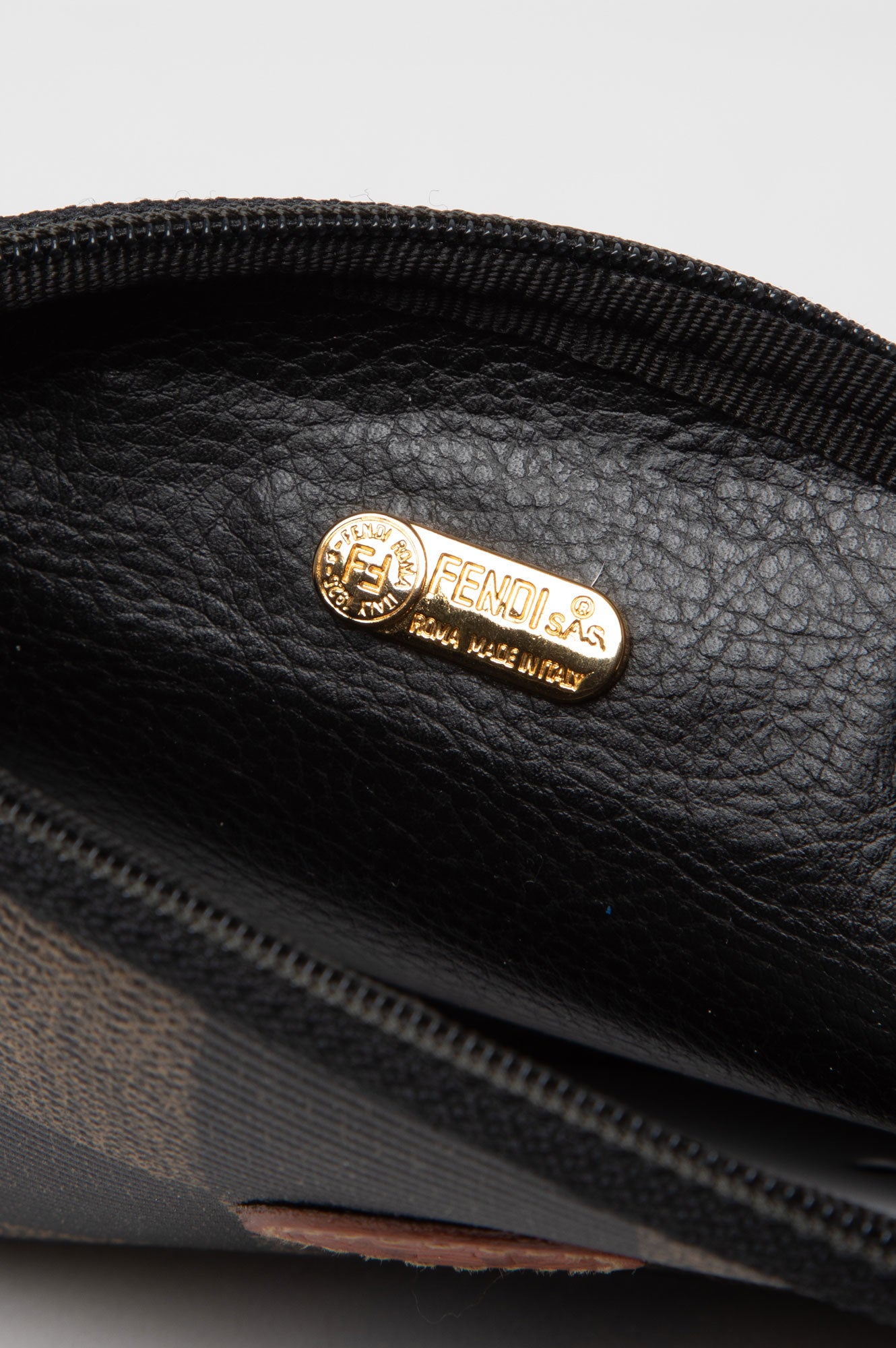 Fendi Peacan Small Pouch Cosmetic Bag Brown