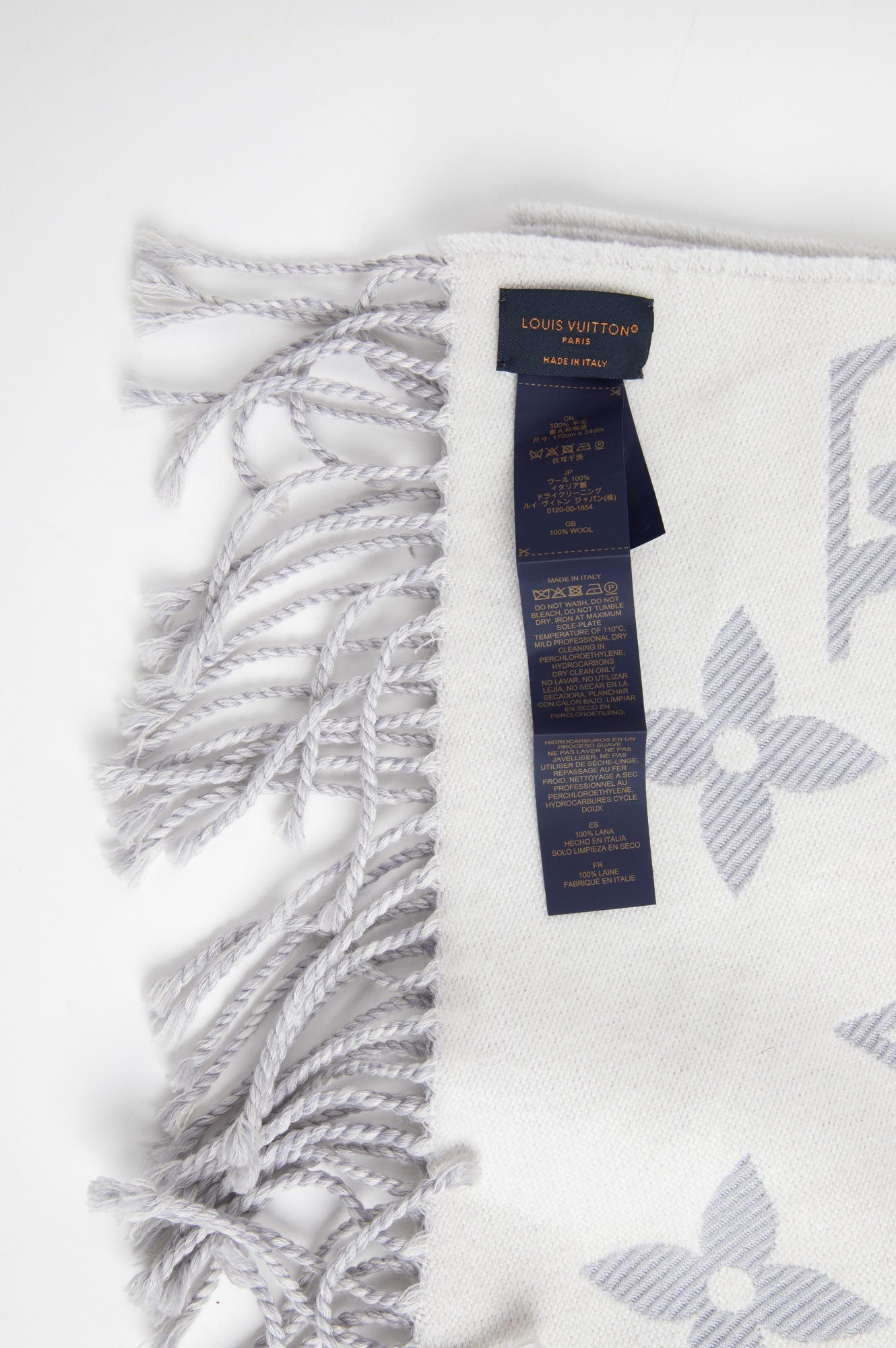 Louis Vuitton Monogram Sky Blue Wool Scarf