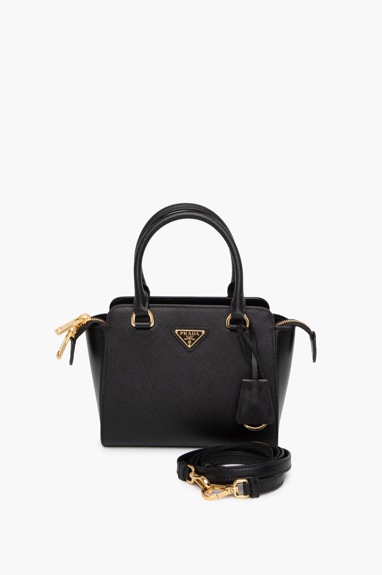 Prada Black Saffiano Mini Zipped Tote