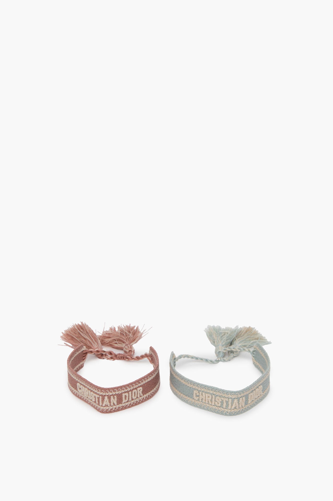 Embroidered Christian Dior Pink & Blue Bracelet Set