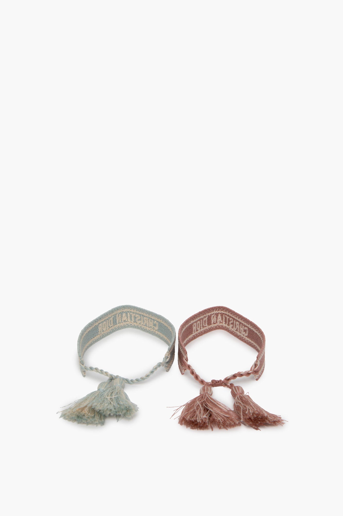 Embroidered Christian Dior Pink & Blue Bracelet Set