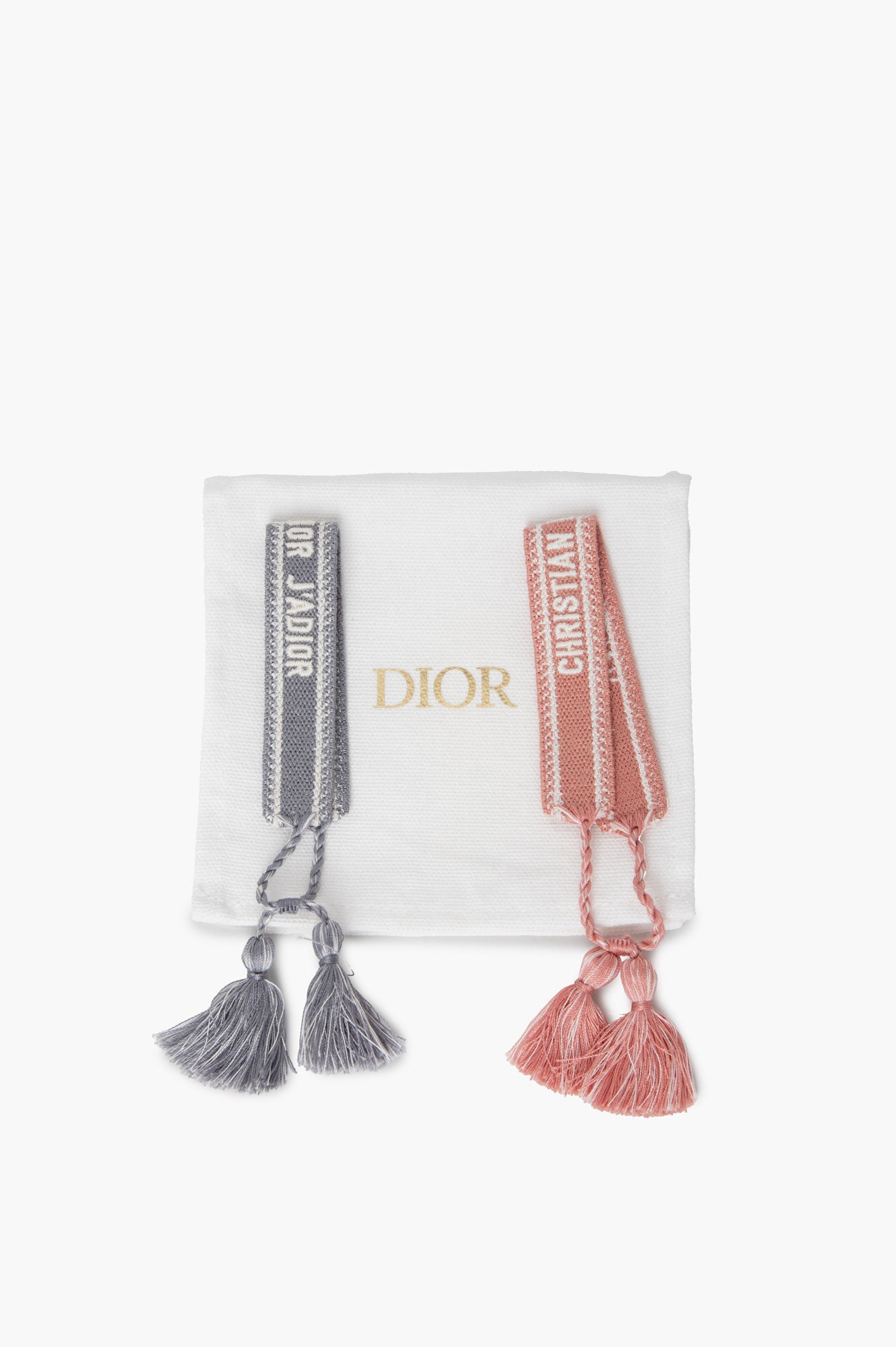 Embroidered Christian Dior Pink & Grey Bracelet Set