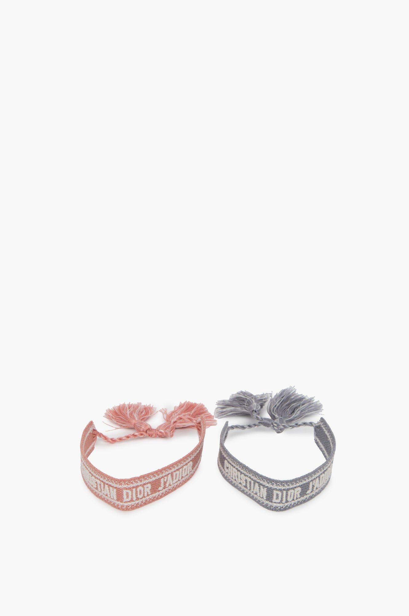 Embroidered Christian Dior Pink & Grey Bracelet Set