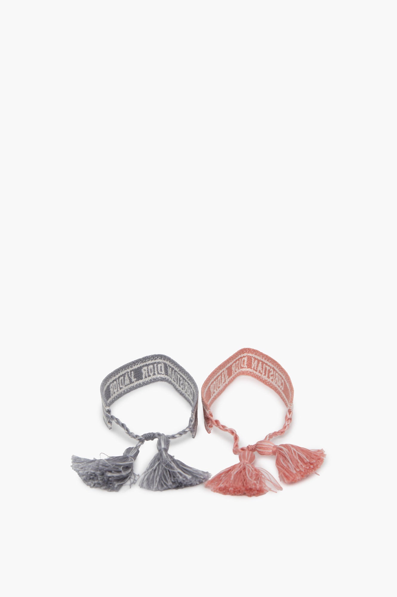 Embroidered Christian Dior Pink & Grey Bracelet Set