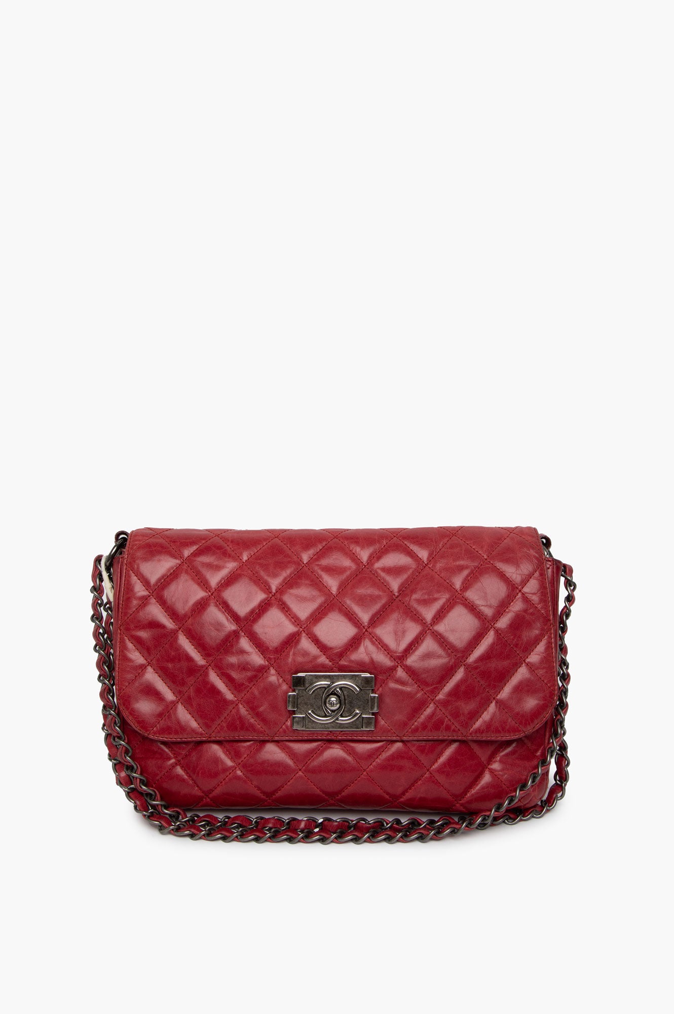 Chanel Red Flap Boy Lock Shoulder Bag