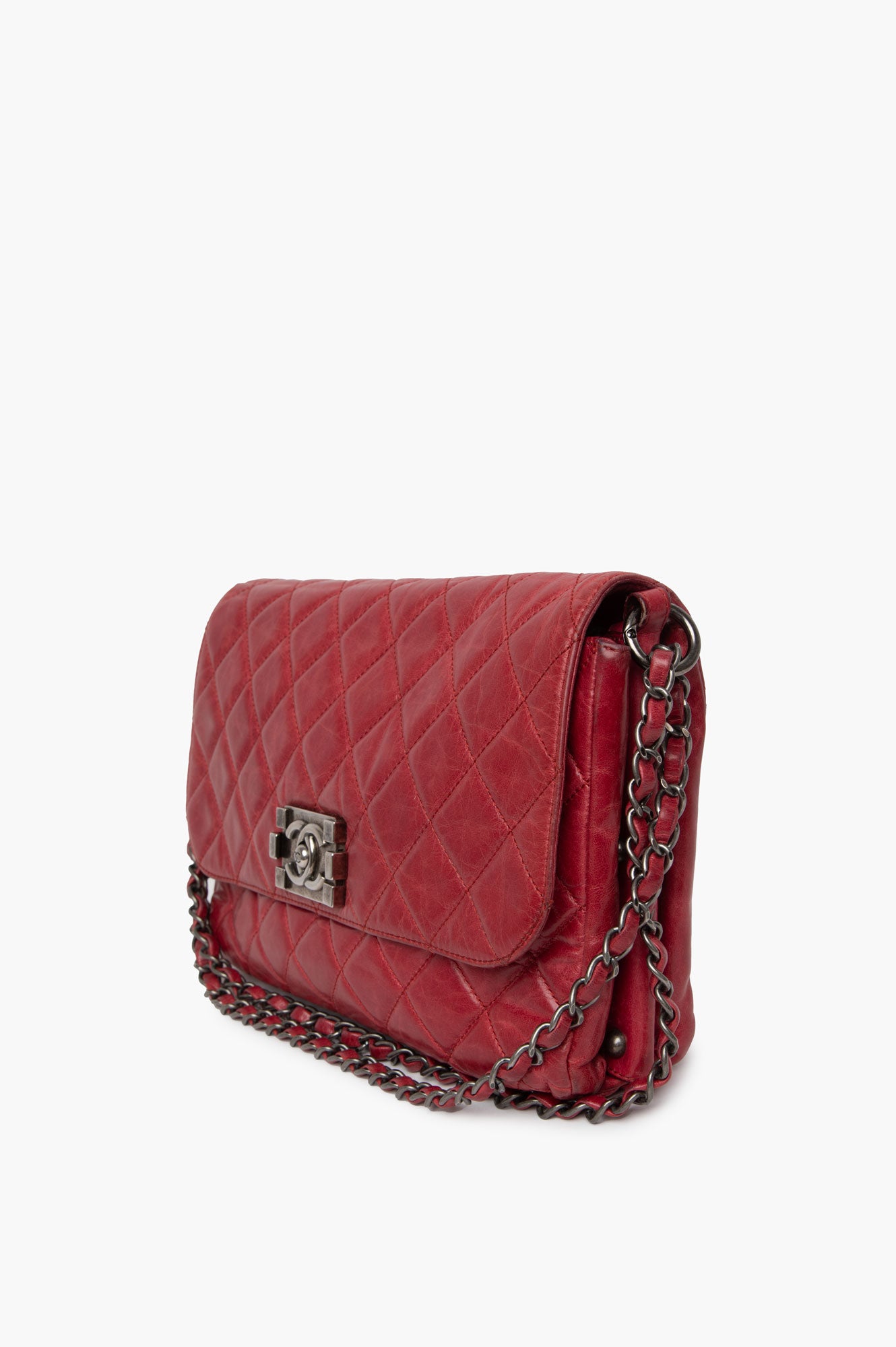Chanel Red Flap Boy Lock Shoulder Bag