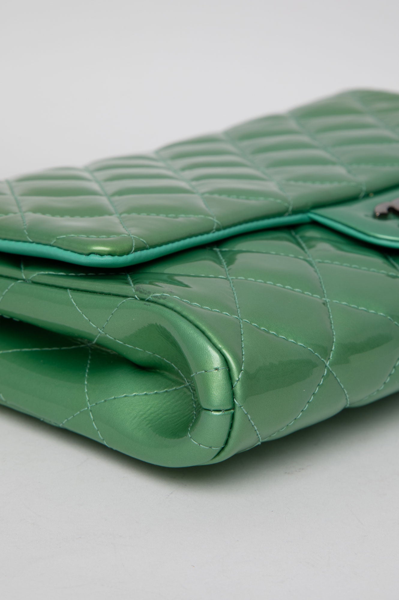 Chanel Green Patent Single Flap Bag