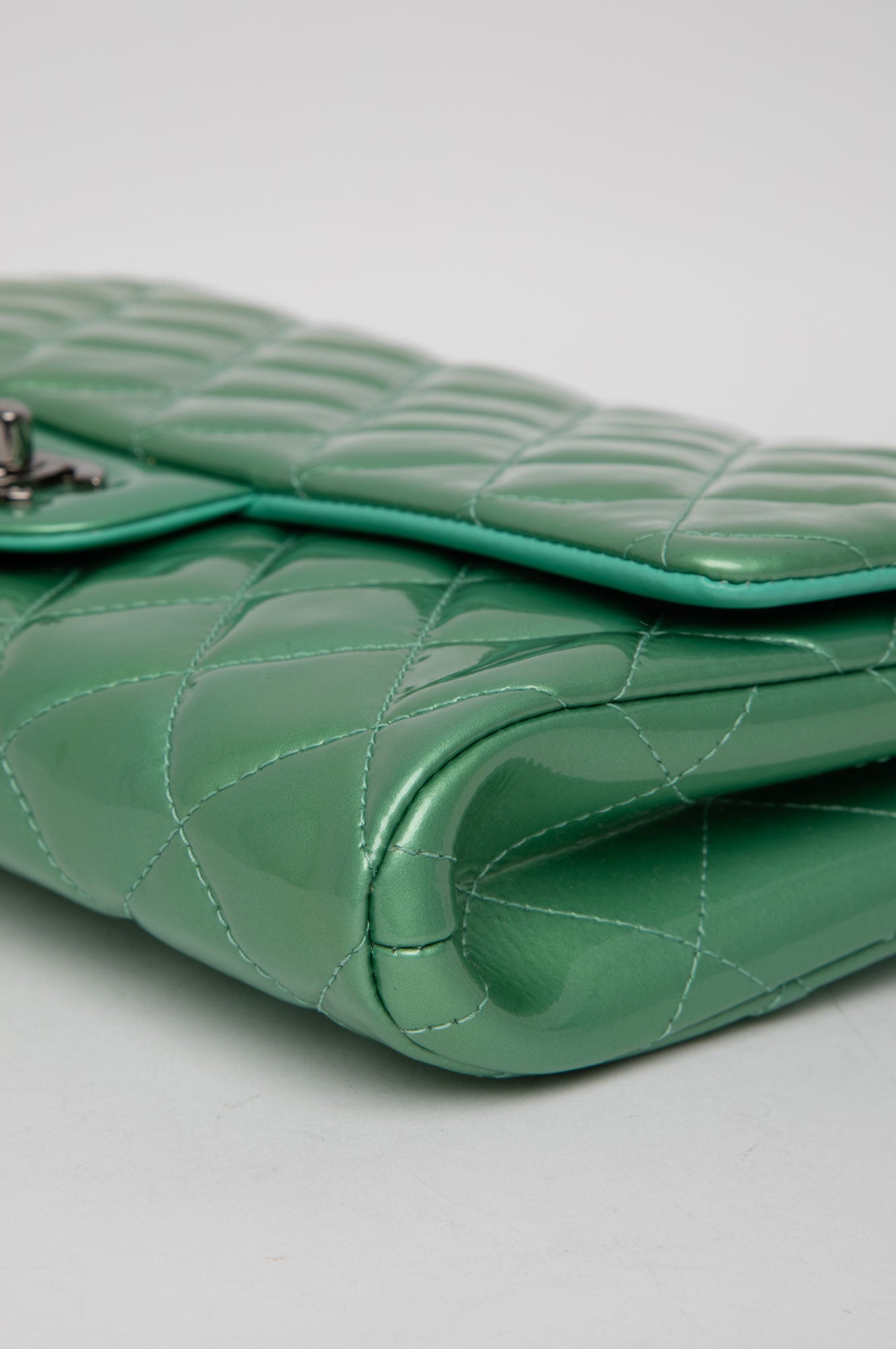 Chanel Green Patent Single Flap Bag
