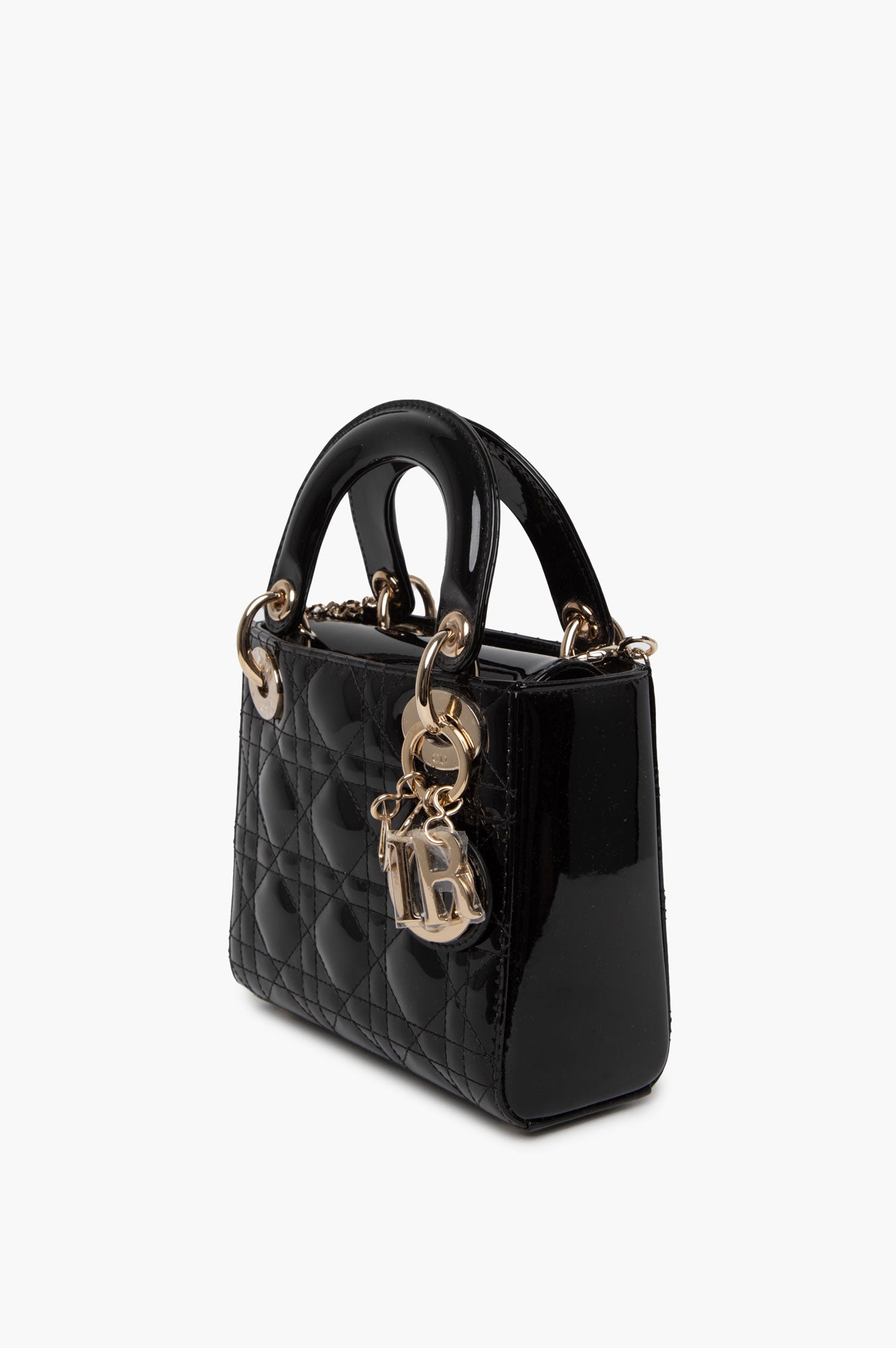 Christian Dior Black Patent Mini Lady Dior Bag