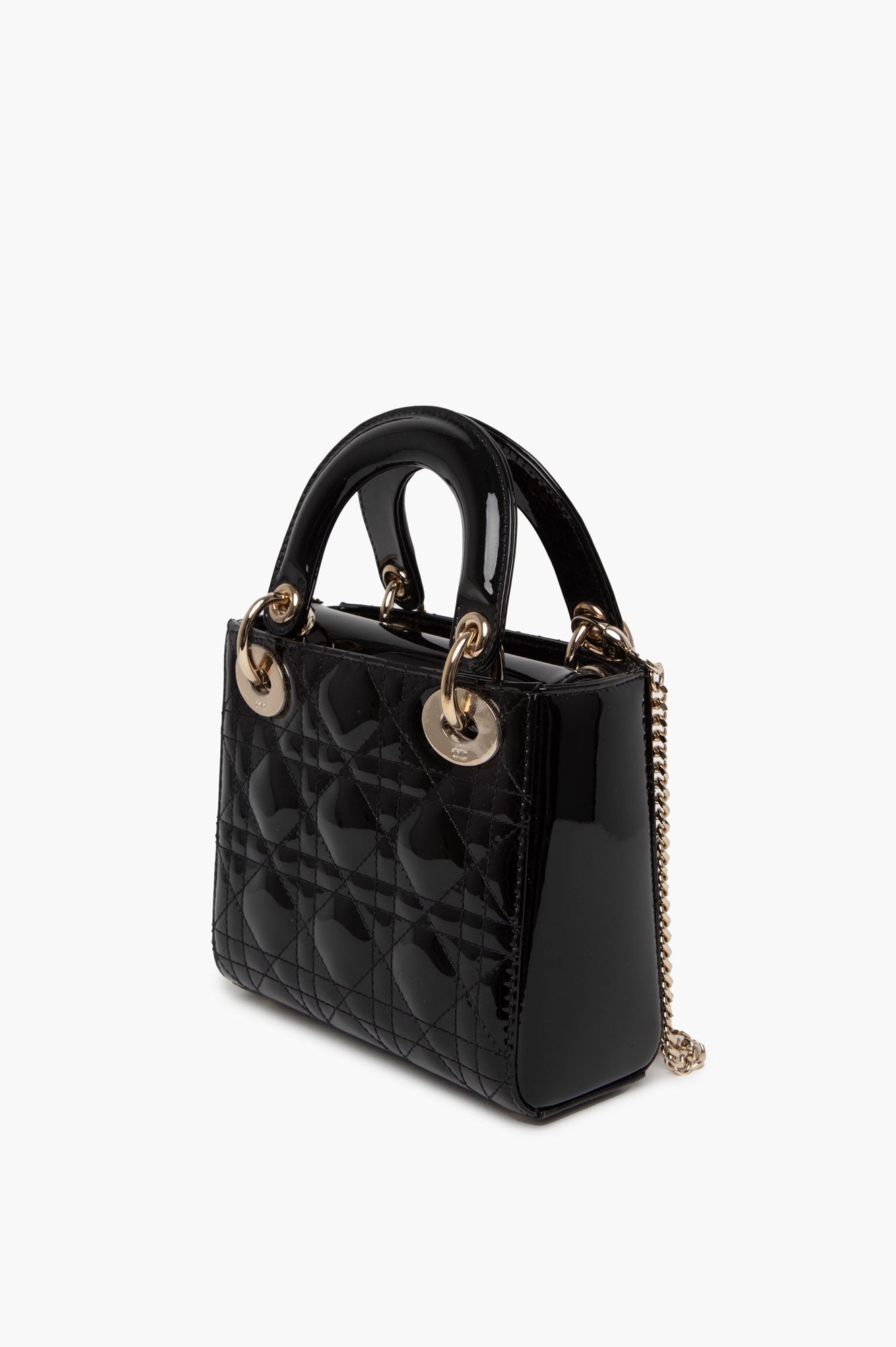 Christian Dior Black Patent Mini Lady Dior Bag