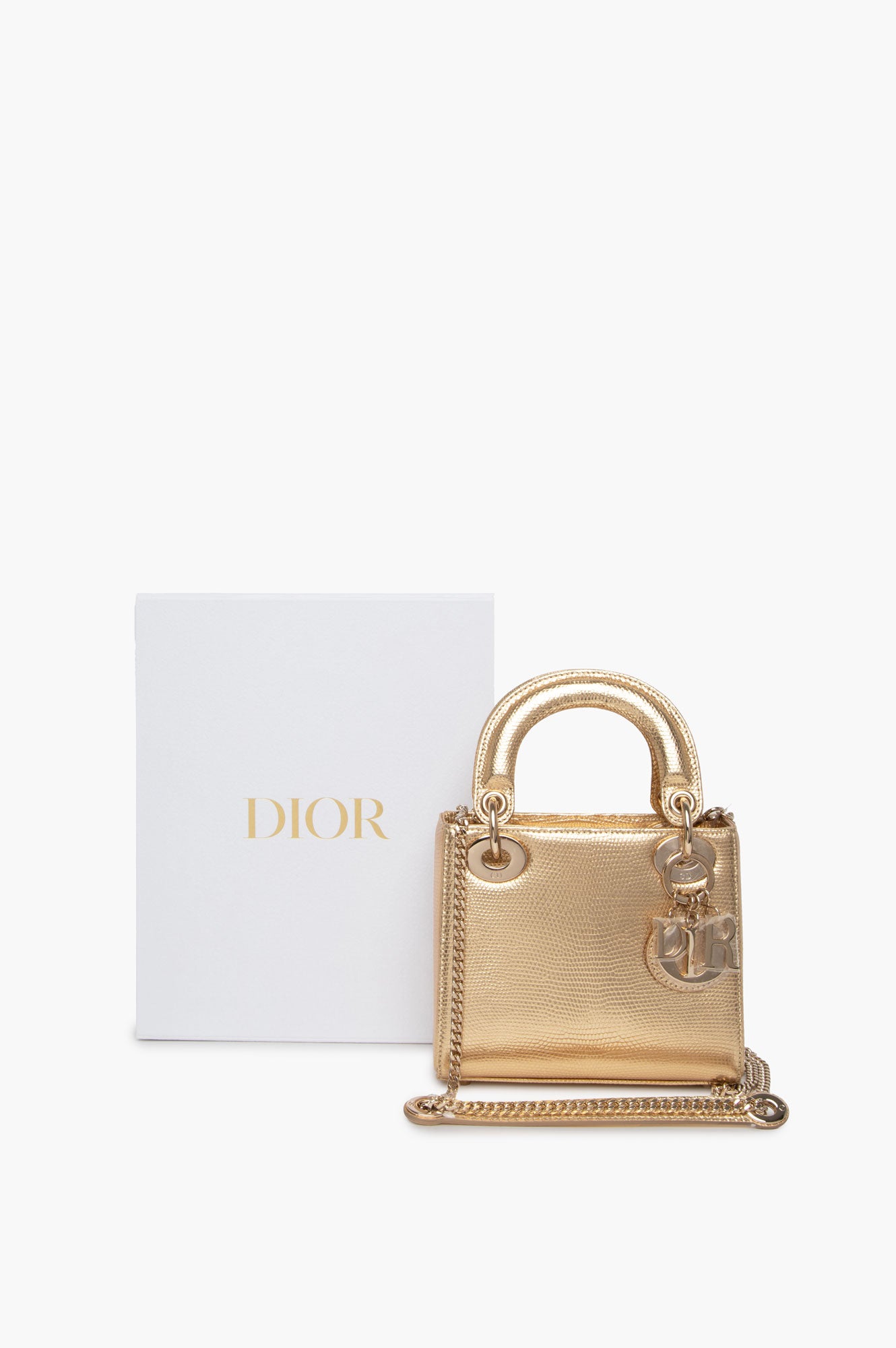 Christian Dior Metallic Lizard Mini Lady Dior Bag