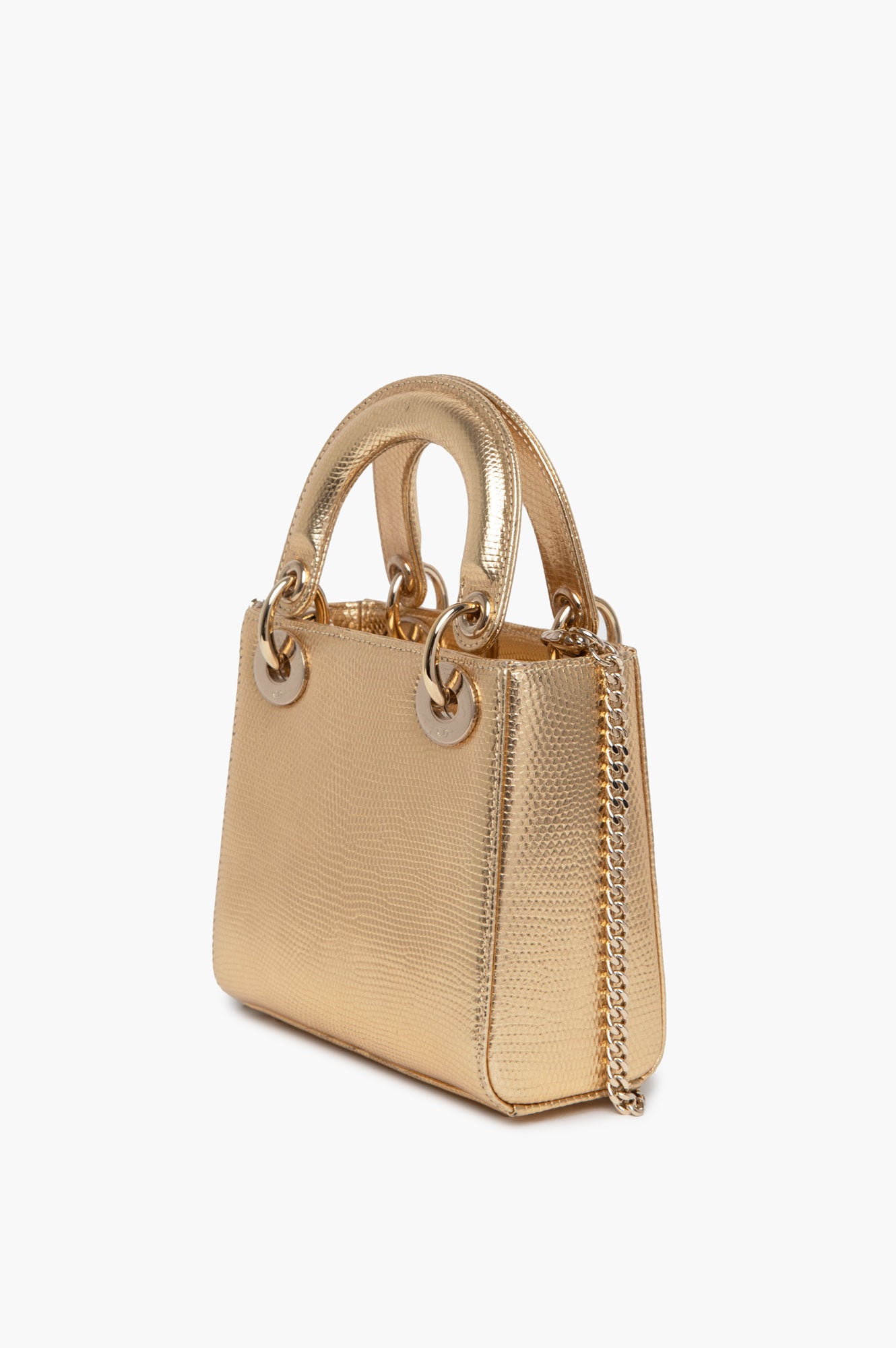 Christian Dior Metallic Lizard Mini Lady Dior Bag