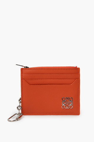 Loewe Orange Anagram Square Card Holder With Chain