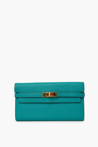 Hermes Vert Jade Kelly Epsom Wallet