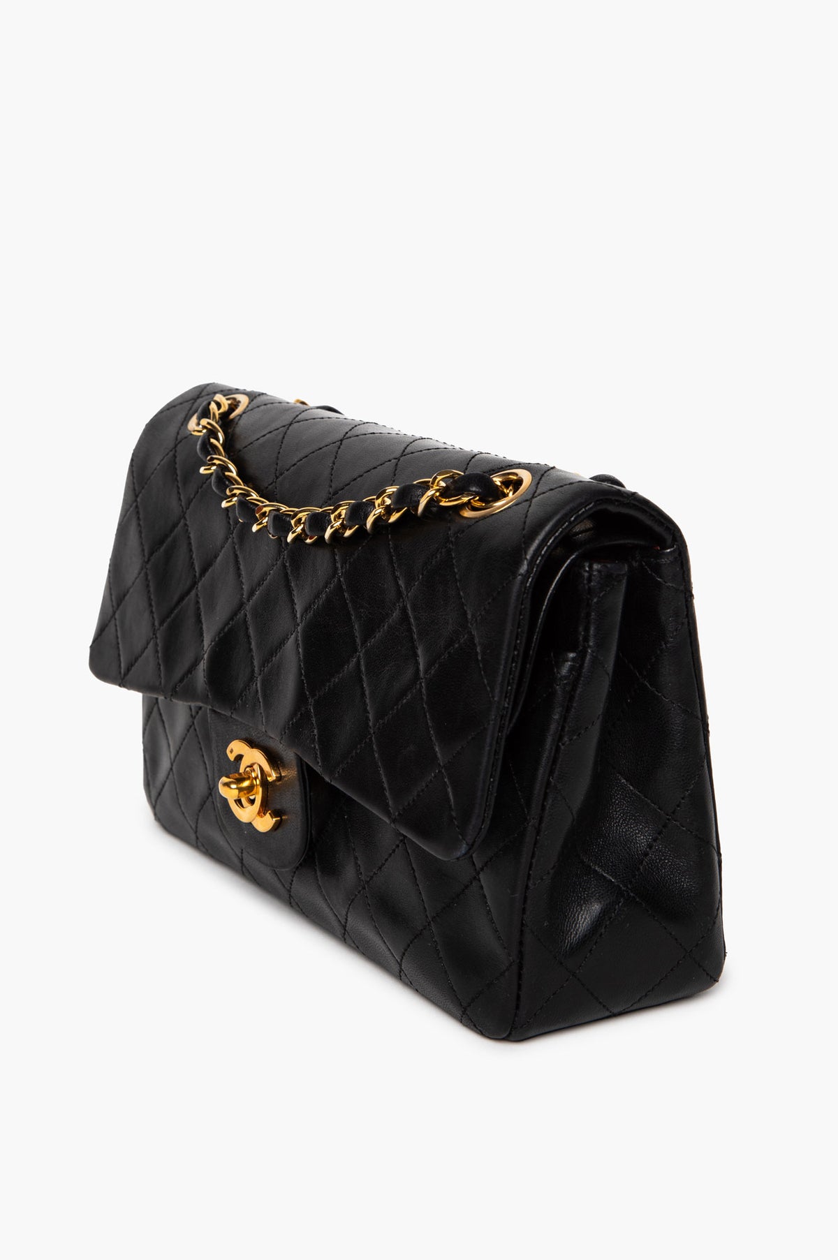 Chanel Vintage Black Lambskin Small Classic Flap GHW