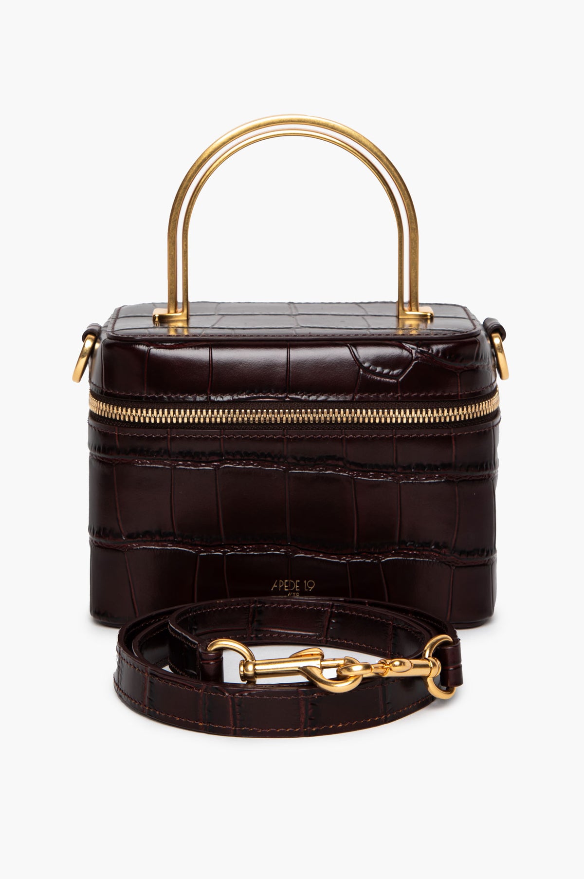 Apede Mod Brown Croc Embossed Vanity Bag
