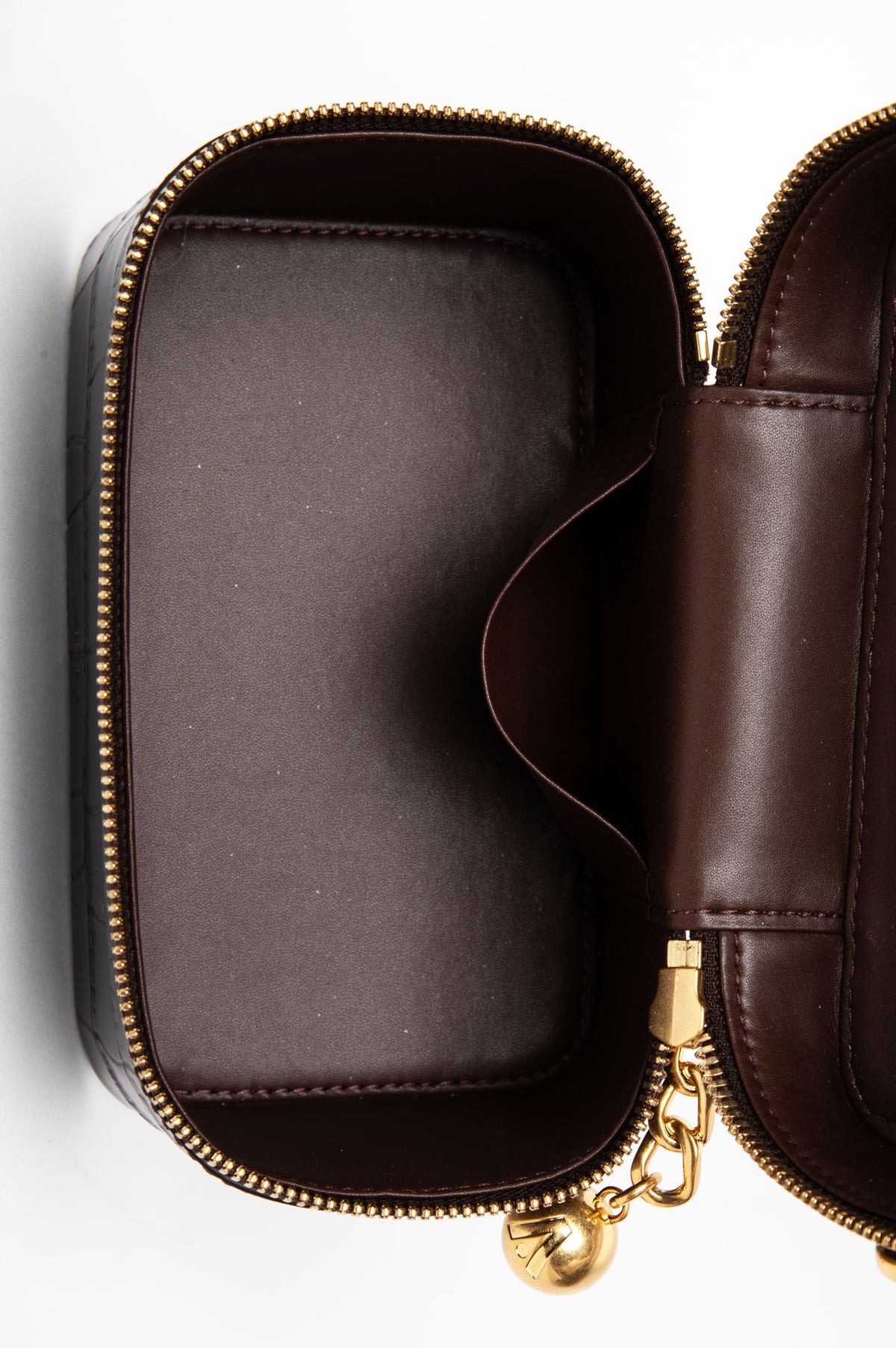 Apede Mod Brown Croc Embossed Vanity Bag