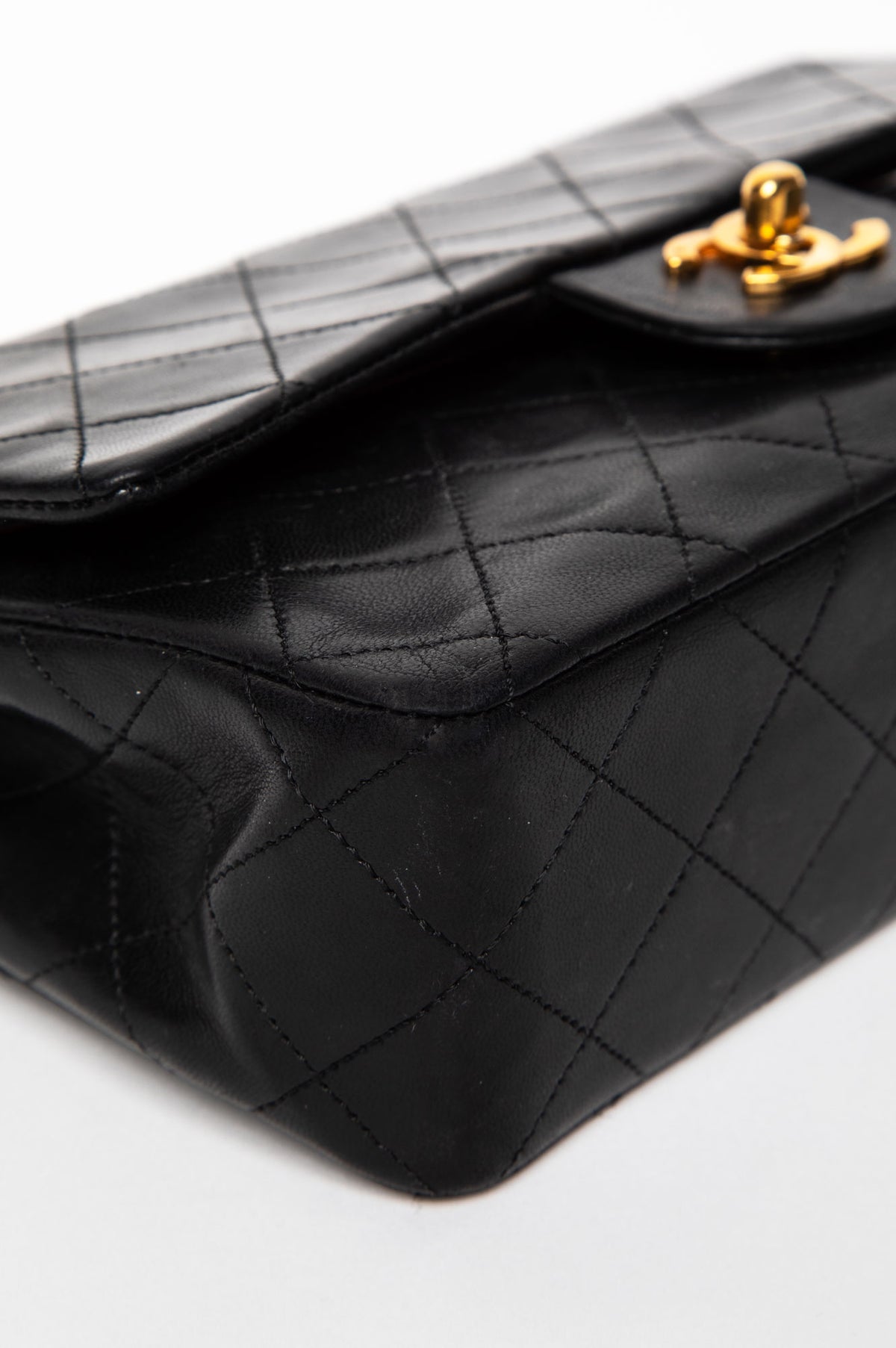 Chanel Vintage Black Lambskin Small Classic Flap GHW