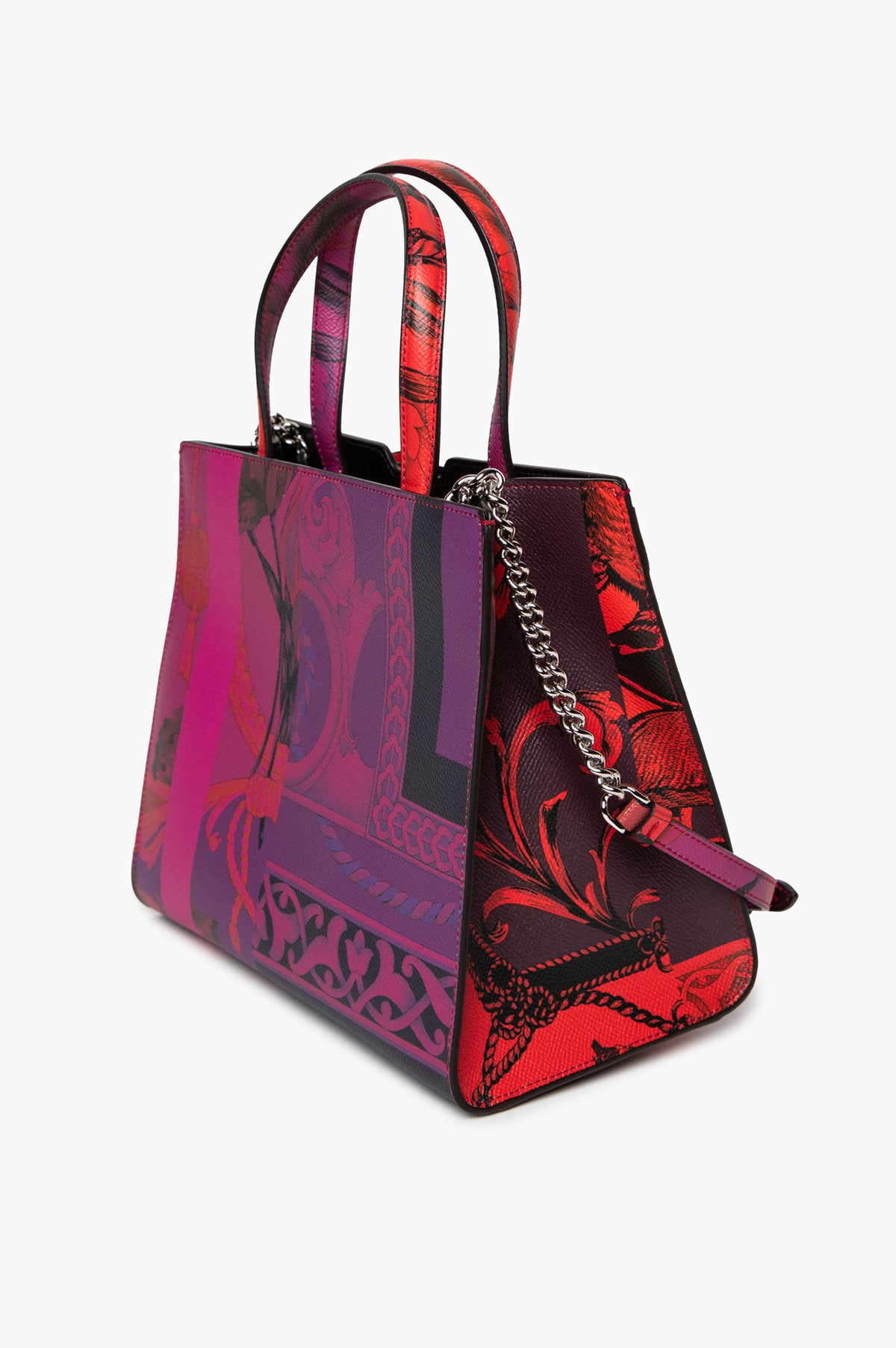 Salvatore Ferragamo Heritage Print Calfskin Vara Bow Top Handle Bag