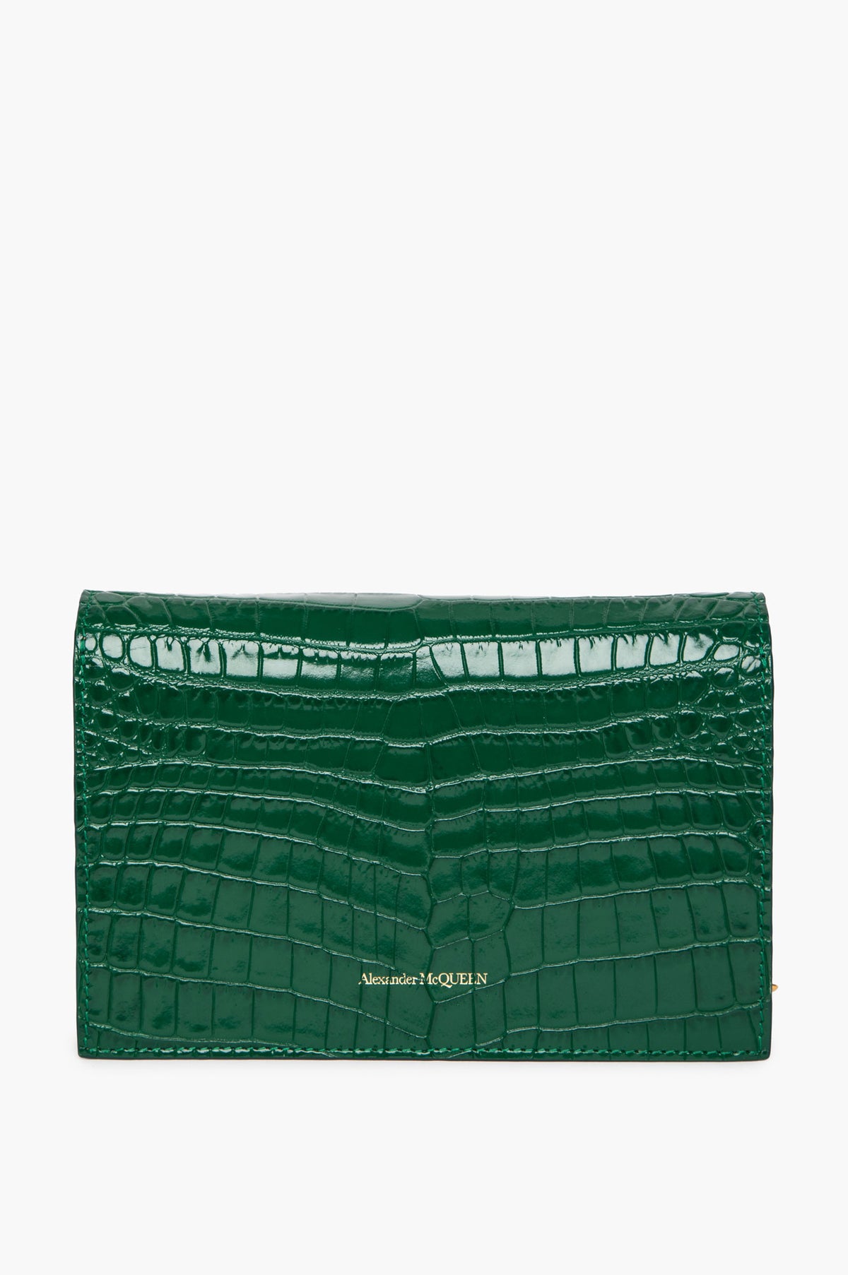 Alexander McQueen Emerald Green Croc-Embossed Skull Mini Bag
