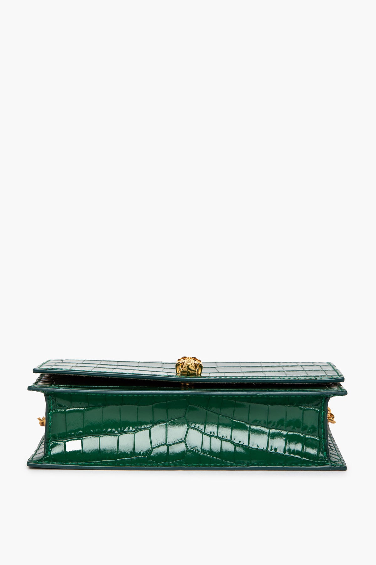 Alexander McQueen Emerald Green Croc-Embossed Skull Mini Bag