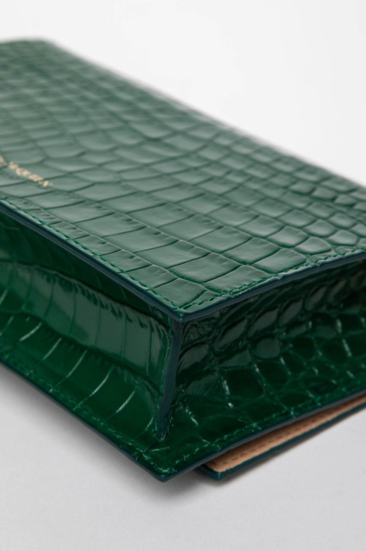 Alexander McQueen Emerald Green Croc-Embossed Skull Mini Bag