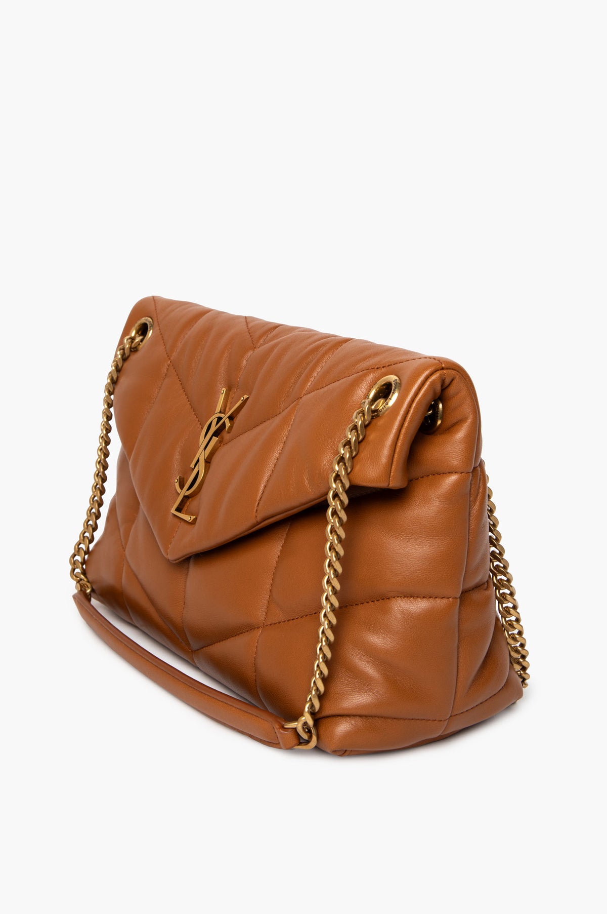 Saint Laurent Honey Brown Lambskin Medium Loulou Puffer Bag
