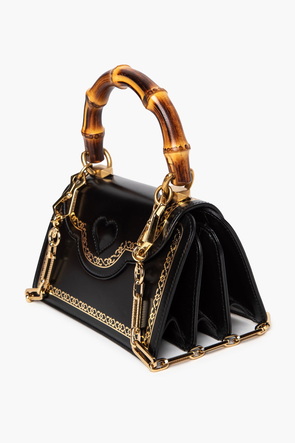 Gucci Black Calfskin Bamboo Mini Thiara Top Handle Bag
