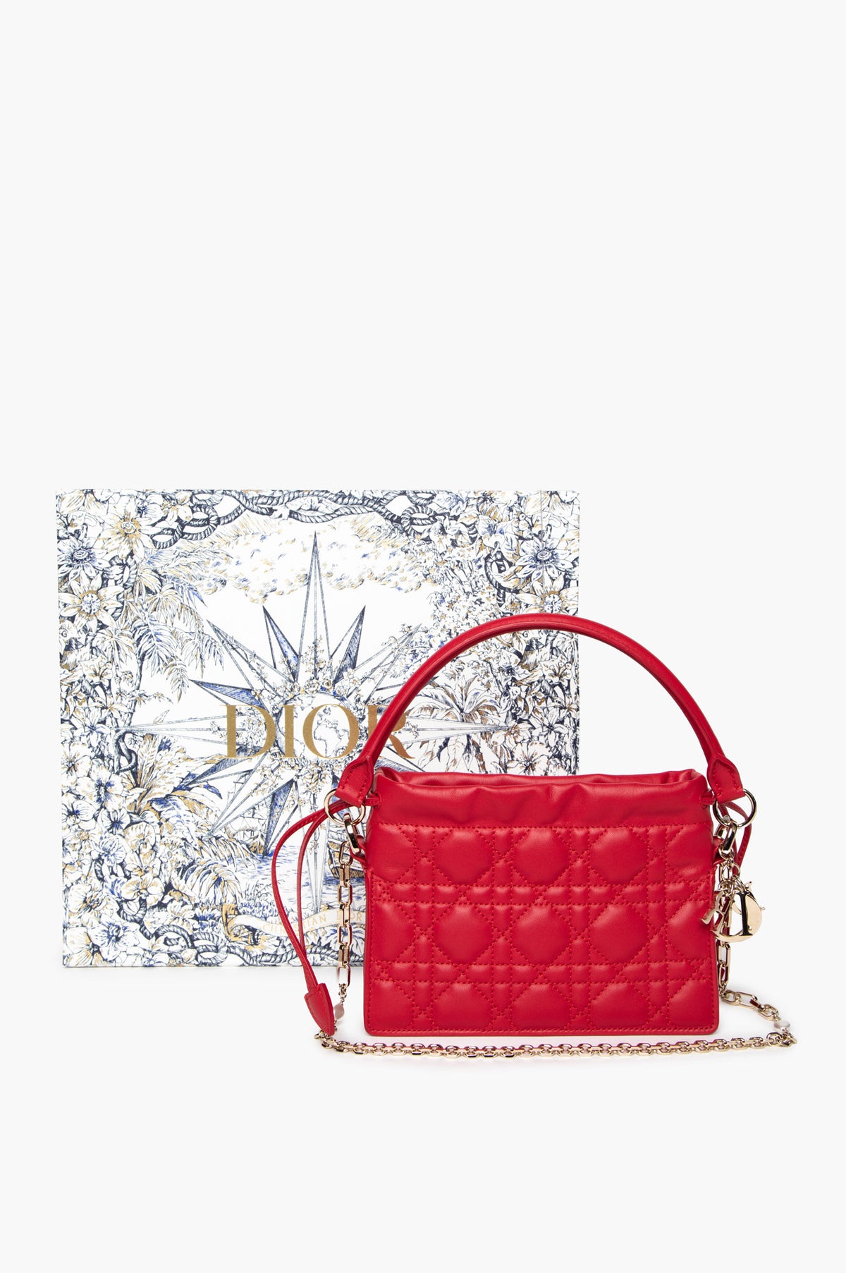 Christian Dior Red Leather Cannage Milly Mini Bag
