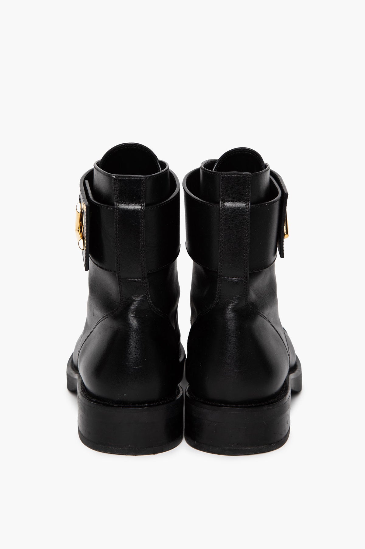 Louis Vuitton Black Calfskin Wonderland Flat Ranger Combat Boots Size 37