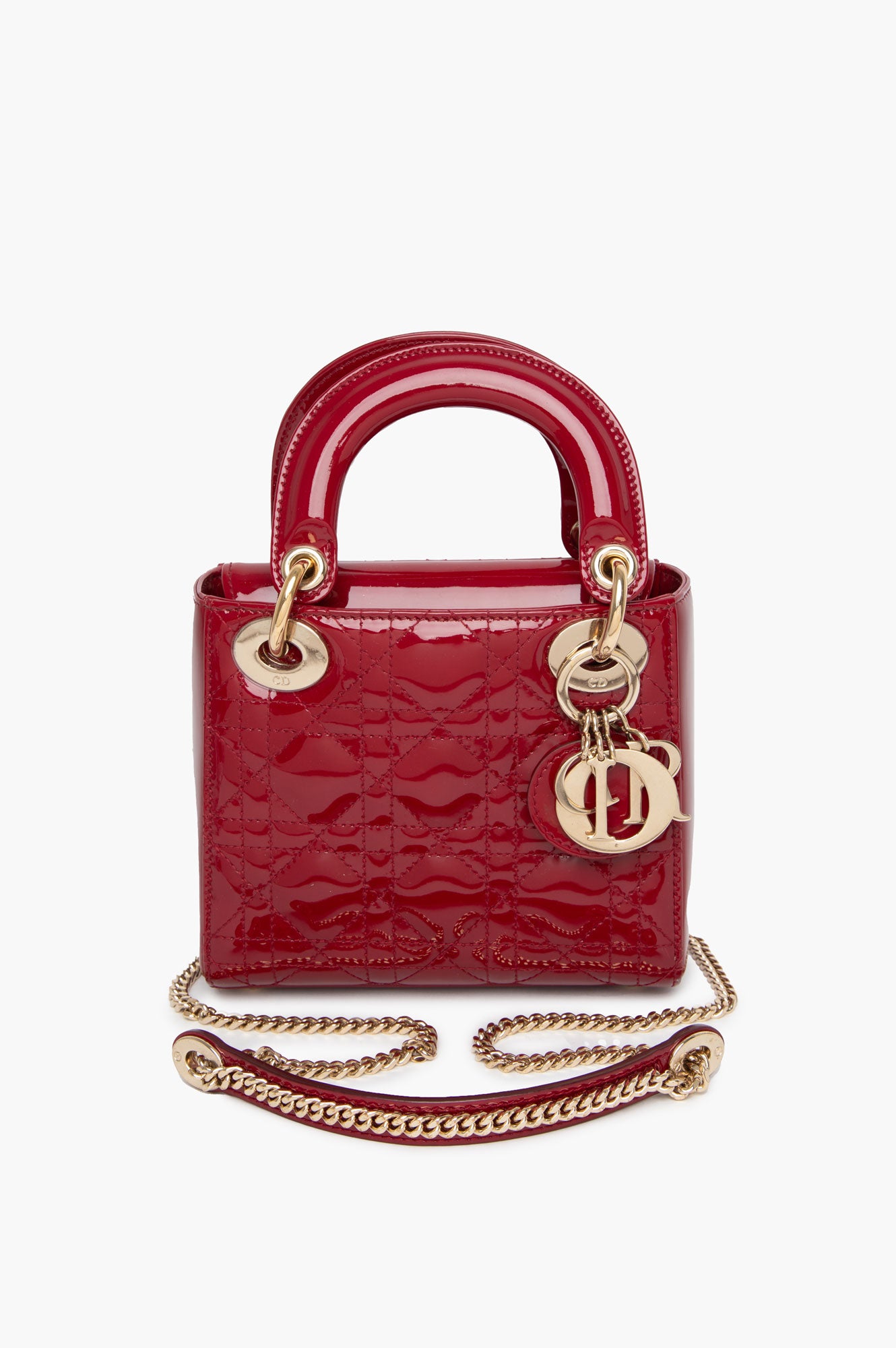 Christian Dior Mini Patent Red Cannage Lady Dior