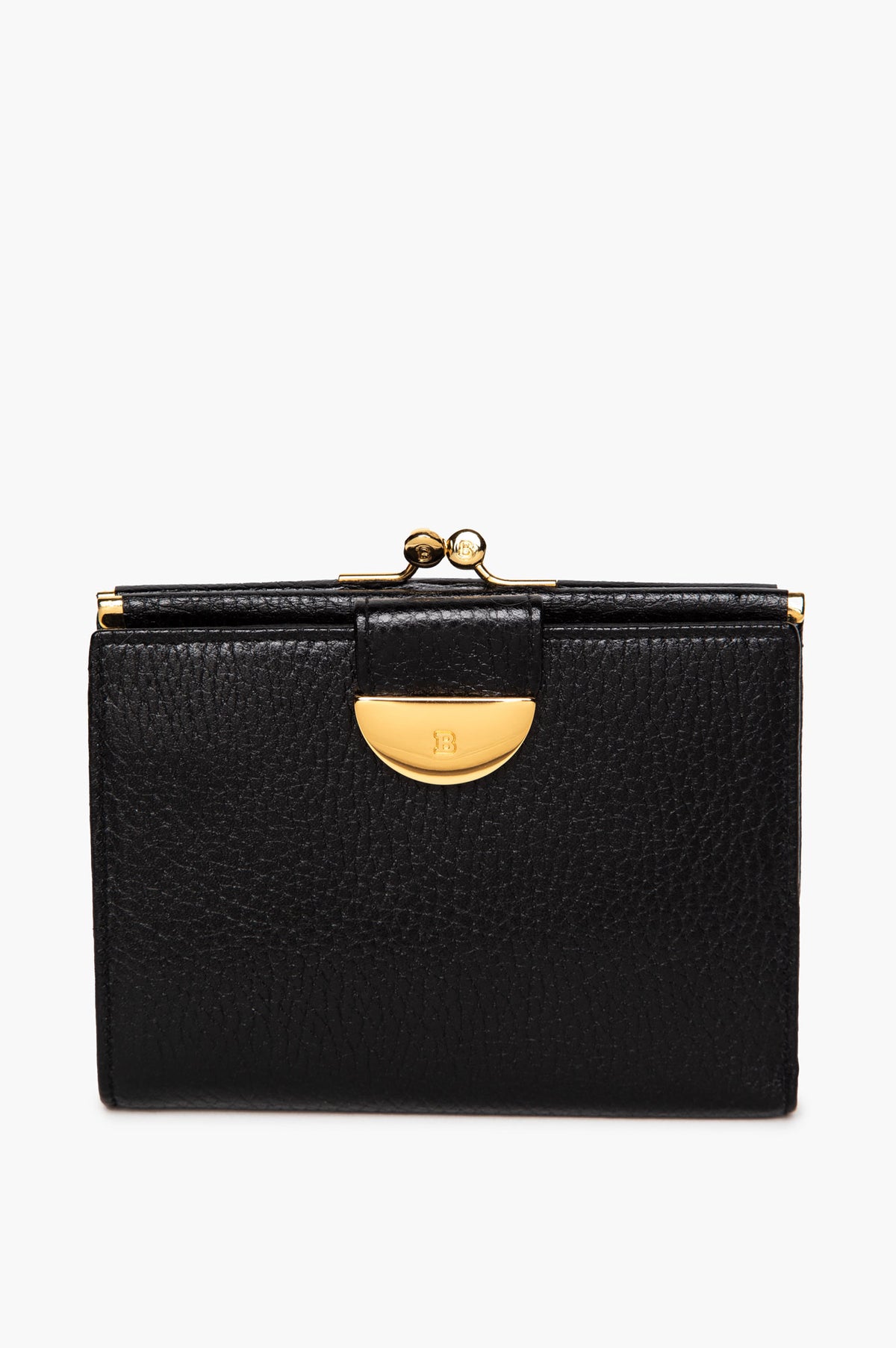 Bally Vintage Black Leather Kiss-Lock Biford Wallet