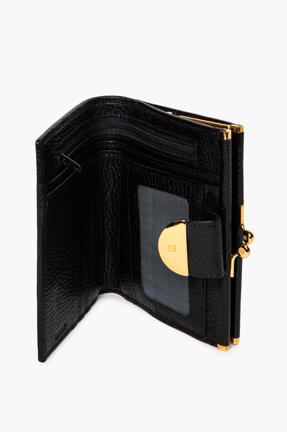 Bally Vintage Black Leather Kiss-Lock Biford Wallet