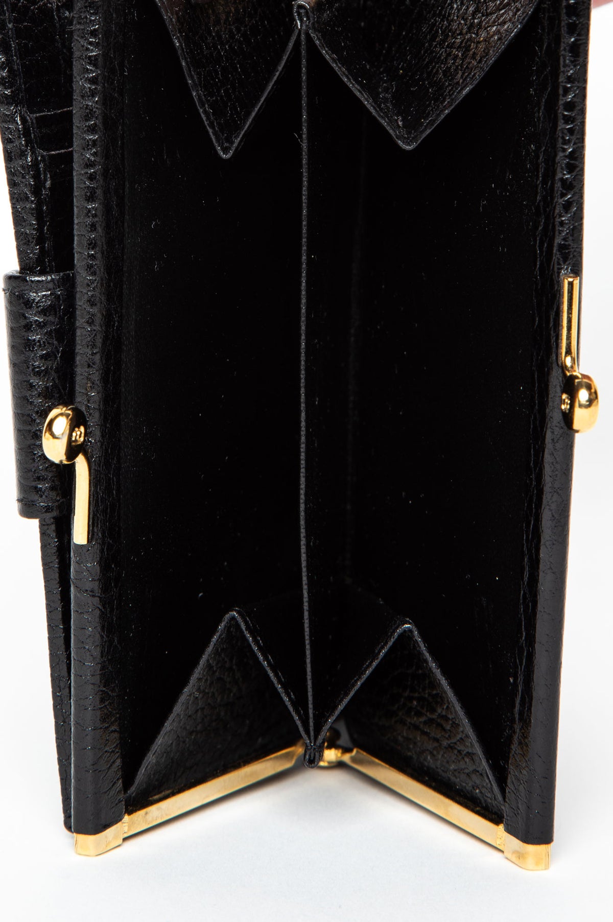 Bally Vintage Black Leather Kiss-Lock Biford Wallet