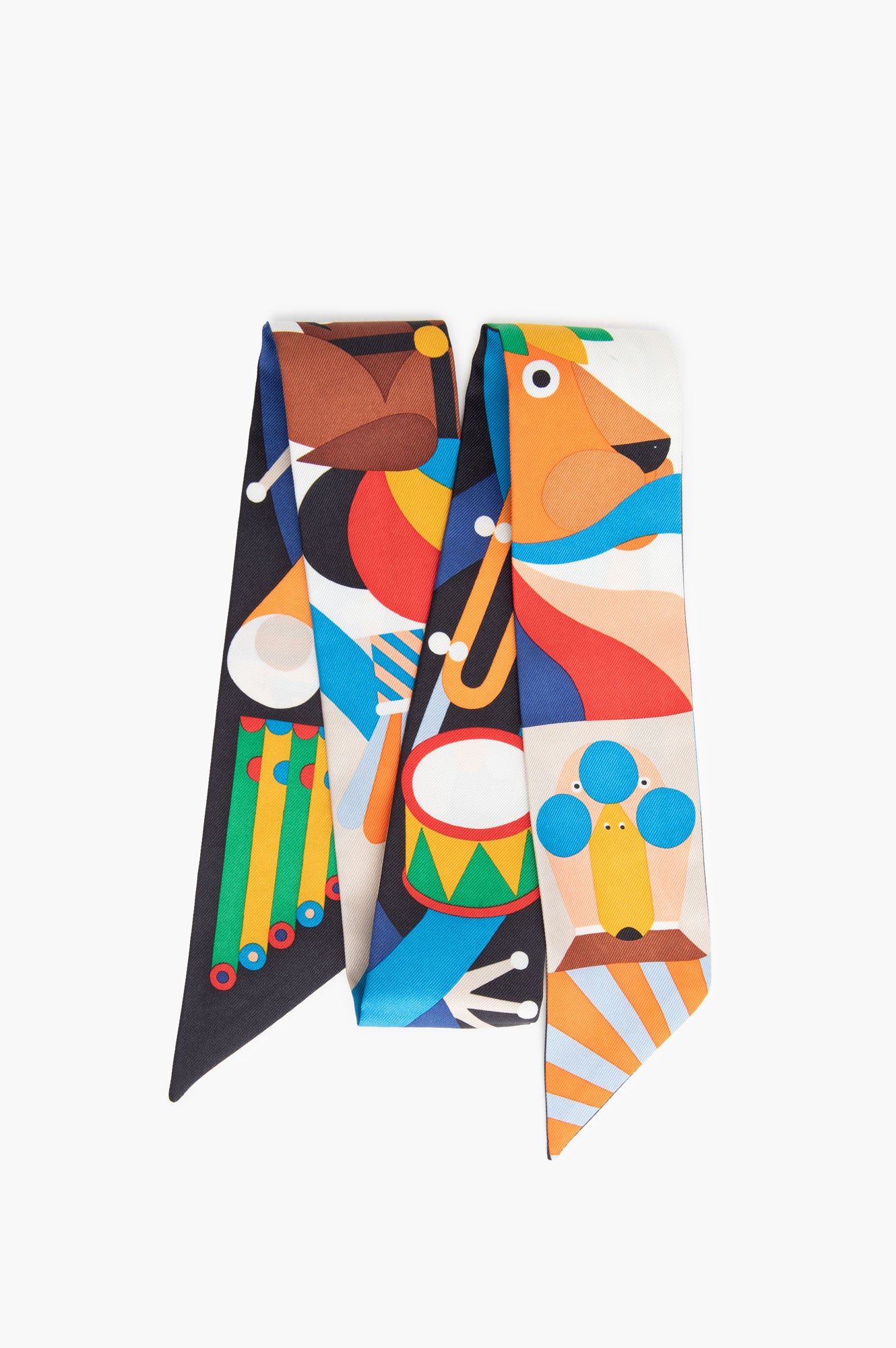 Hermes Multicolor Animal Print Twilly