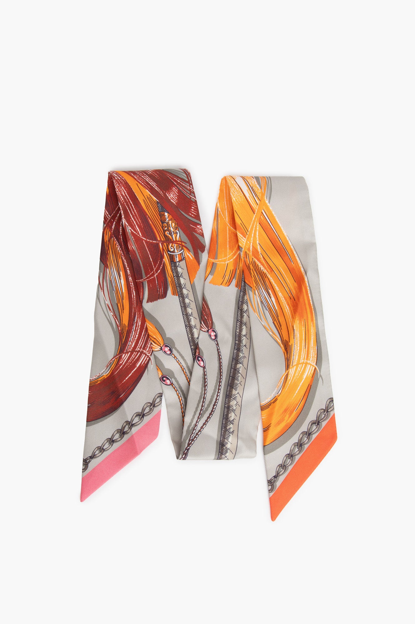 Hermes Grey Orange Twilly