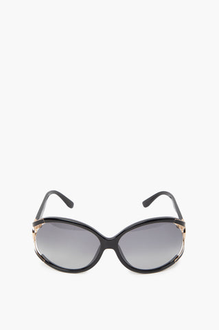 Salvatore Ferragamo Black Round Sunglasses