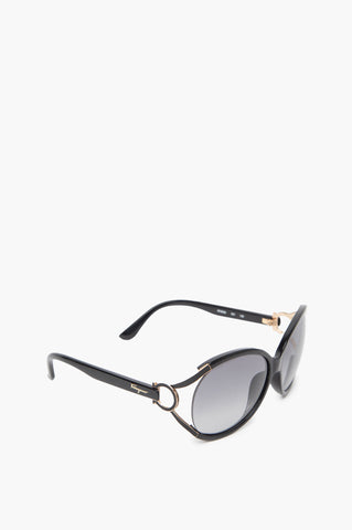 Salvatore Ferragamo Black Round Sunglasses