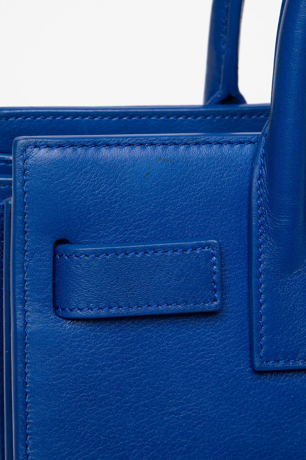 Saint Laurent Royal Blue Smooth Calfskin Nano Sac De Jour With Strap