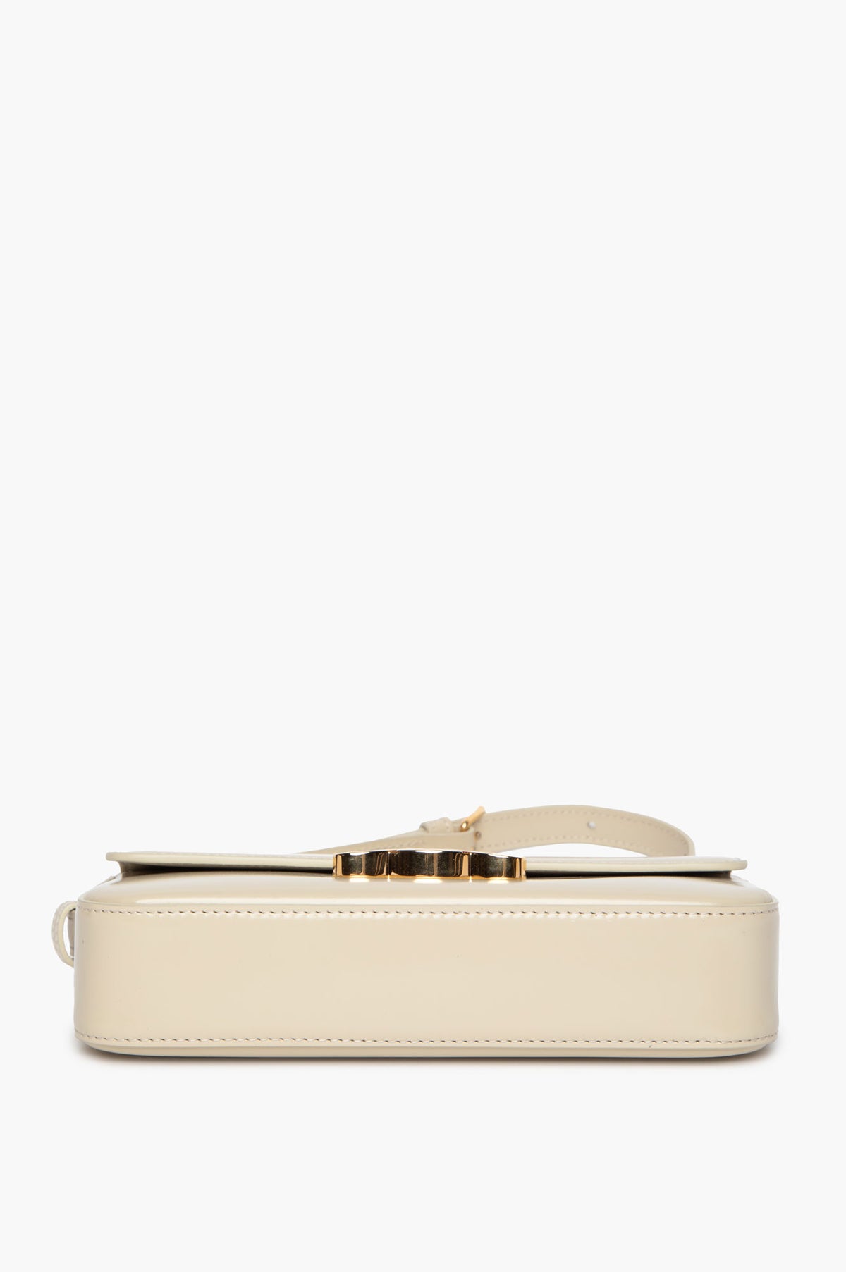 Celine Cream Shiny Calfskin Triomphe Claude 2023 Shoulder Bag