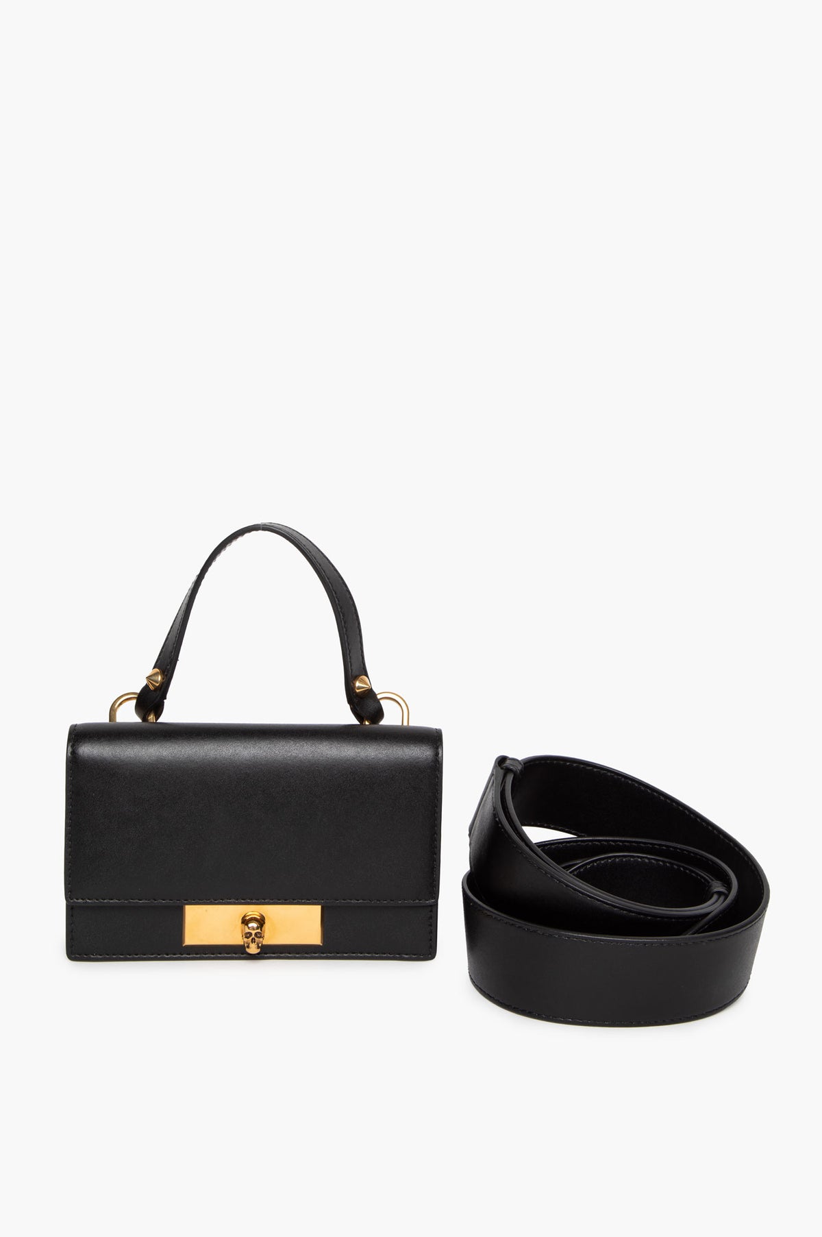 Alexander McQueen Black Calfskin Skull Lock Liberty Mini Bag