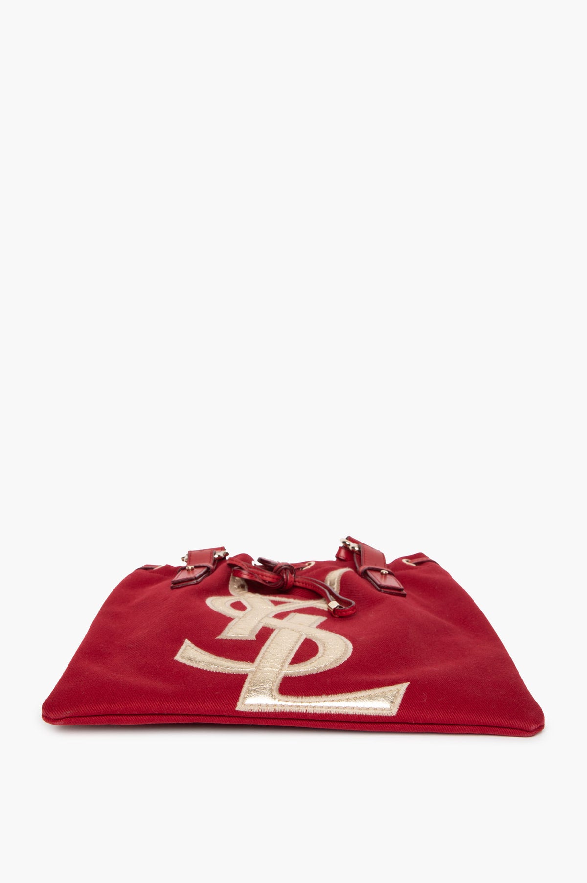 Yves Saint Laurent Red Canvas Mini Kahala Drawstring Tote Bag