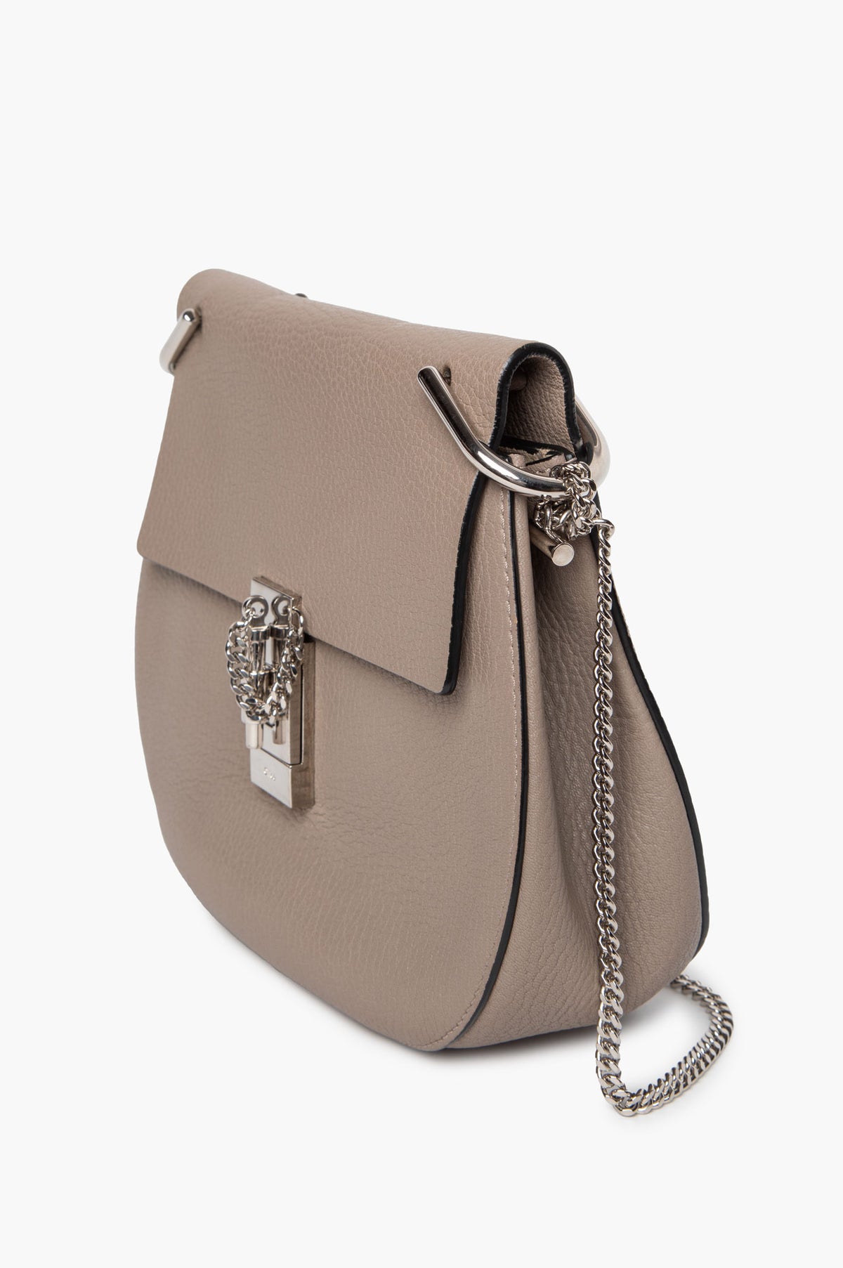 Chloé Small Taupe Grained Leather Drew Bag