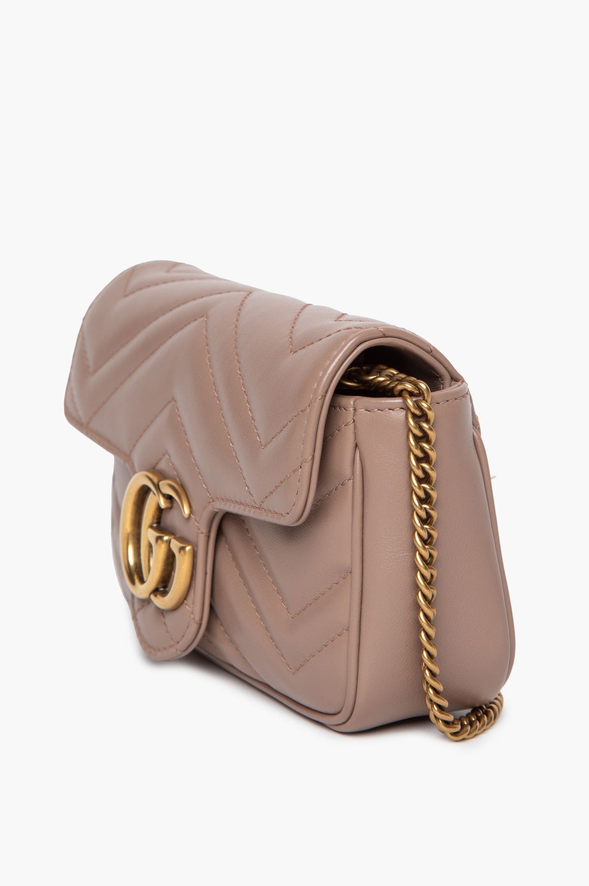 Gucci Rose Beige Matelassé Calfskin GG Marmont Super Mini Bag